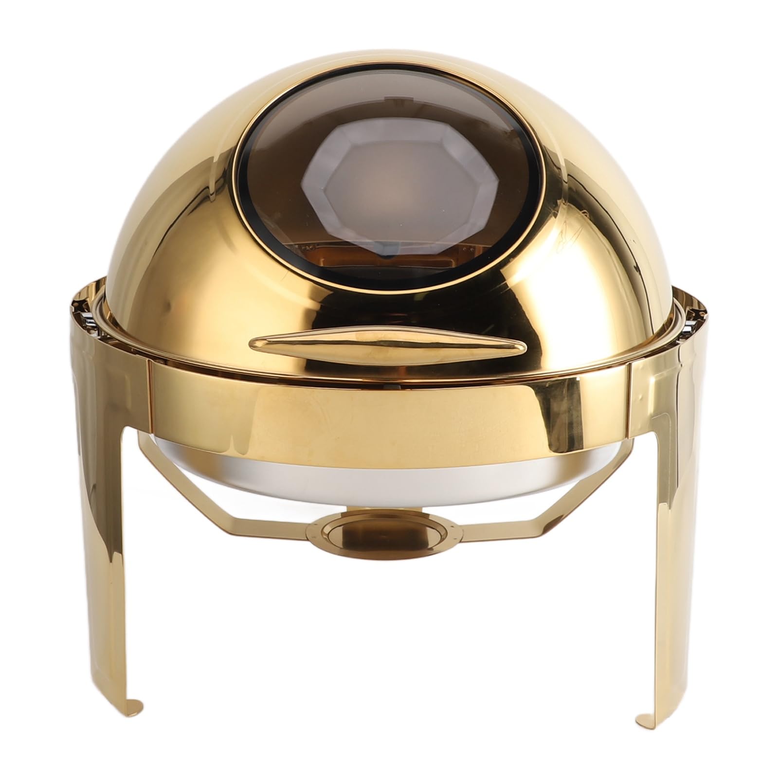 POENVFPO Calentador de Alimentos de Acero Inoxidable Dorado de 6L para Buffet, Plato de Frotamiento, para Catering, Eventos y Fiestas (Sartén de 2 compartimentos)