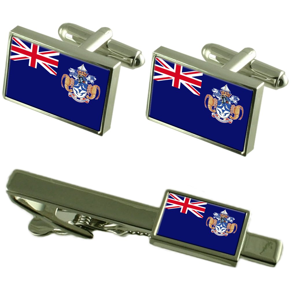 Gemelos de Tristan da Cunha y pasacorbatas de alta joyería con estuche premium de colección 3