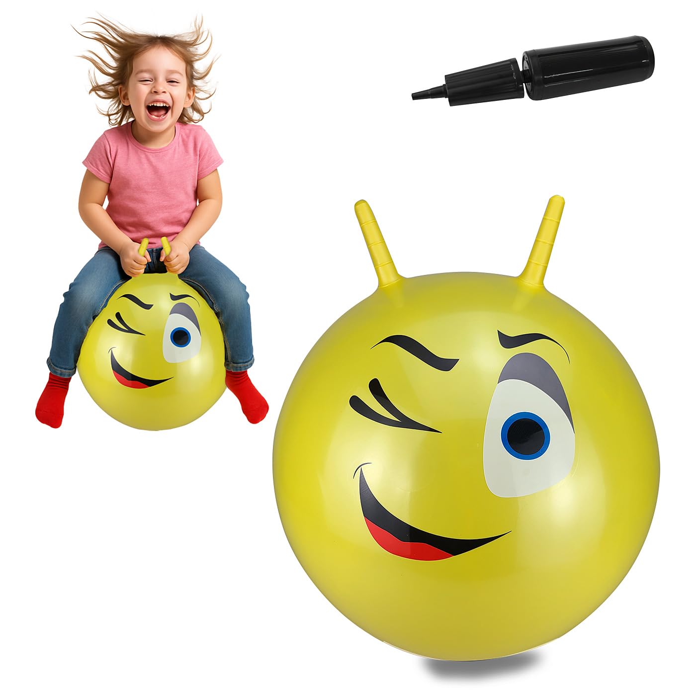 Jamara 460459 - Bouncy Ball Eye Yellow 550mm - Promotes Balance and Motor Skills, Robust, Easy-Care, Up To 50 kg