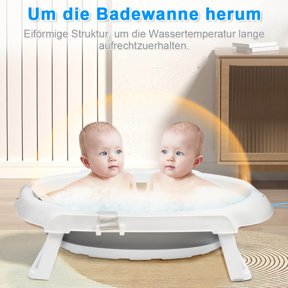 OHMG Bañera plegable para bebé con soporte, bañera para bebé, marco integrado, portátil, antideslizante, para recién nacidos hasta 5 años