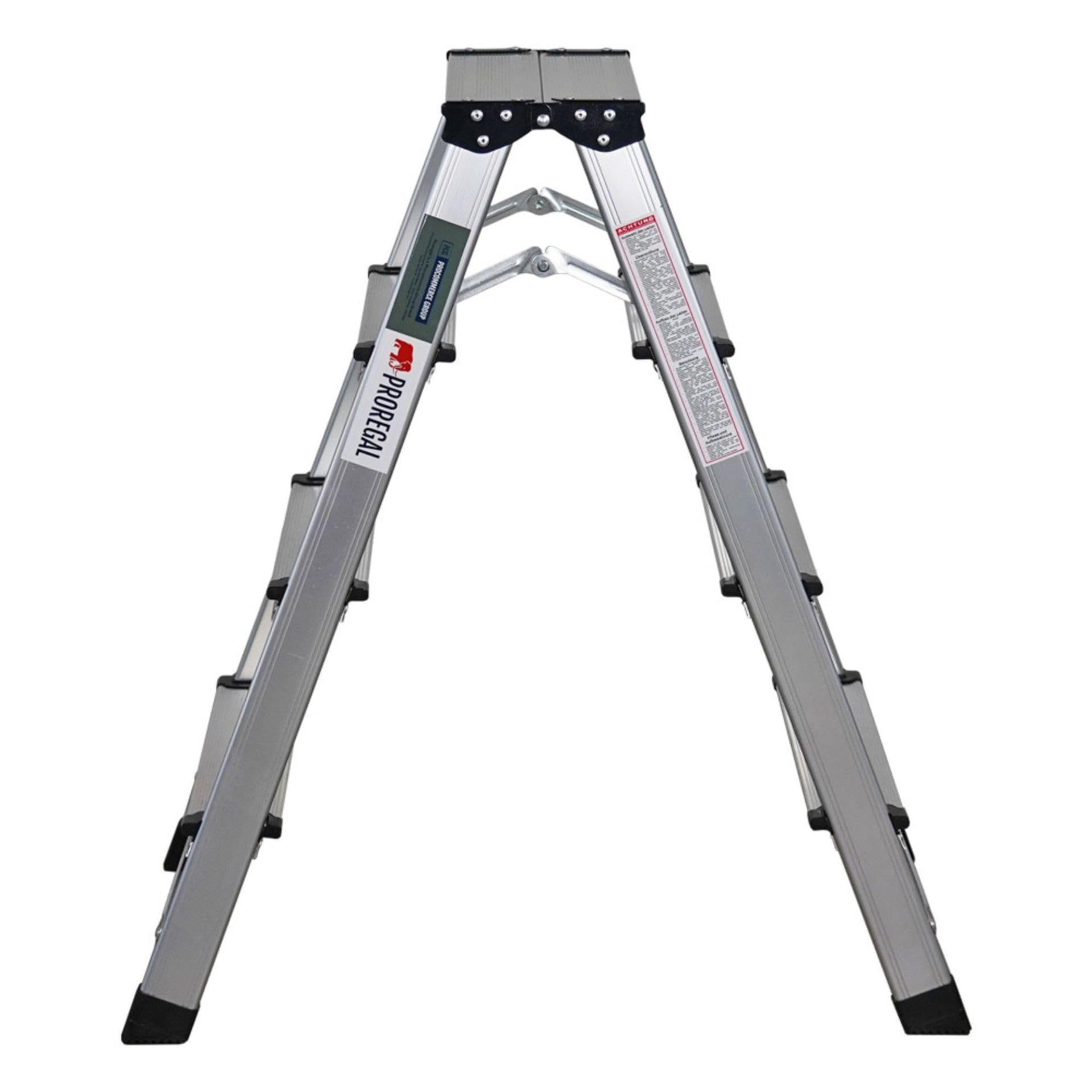 PROREGAL Escabeau Pliant Apollo 4 marches Échelle Double Accessible des Deux côtés, Charge maximale 150 kg 78x35x69cm Aluminium antidérapant légère Tabouret