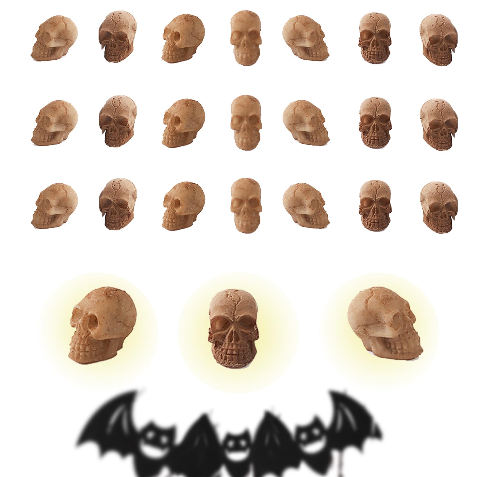 Lot de 20 Mini Résine Tête de Mort, Mini Crâne Décoration Pot de Fleurs, Mini Décoration Tête de Mort Figure, Mini Modèle de Crâne Tête de Mort, pour Halloween Paysage Jardin Décoration Plante en Pot
