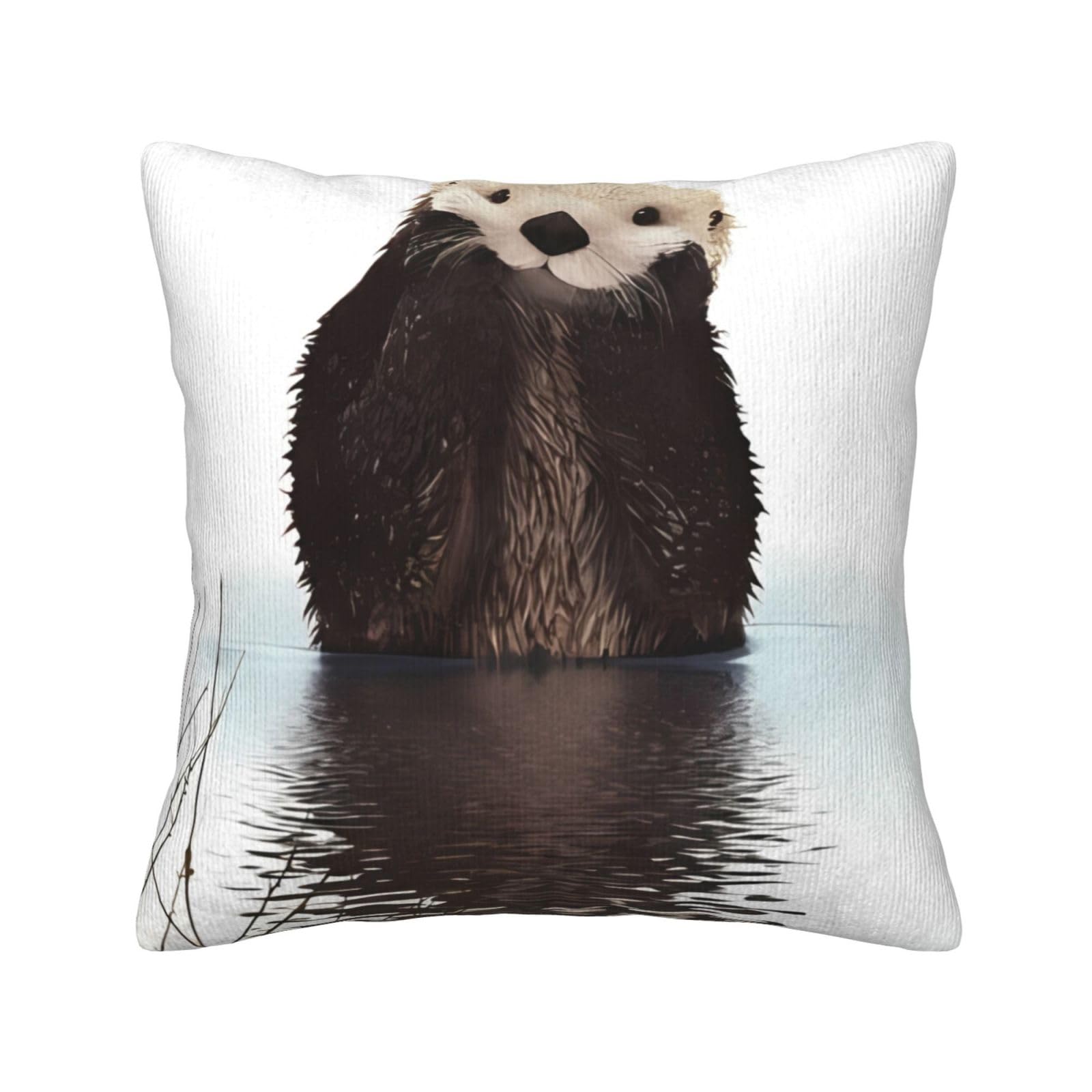 Housse de coussin loutre Kururi en velours côtelé doux et zippé pour lit
