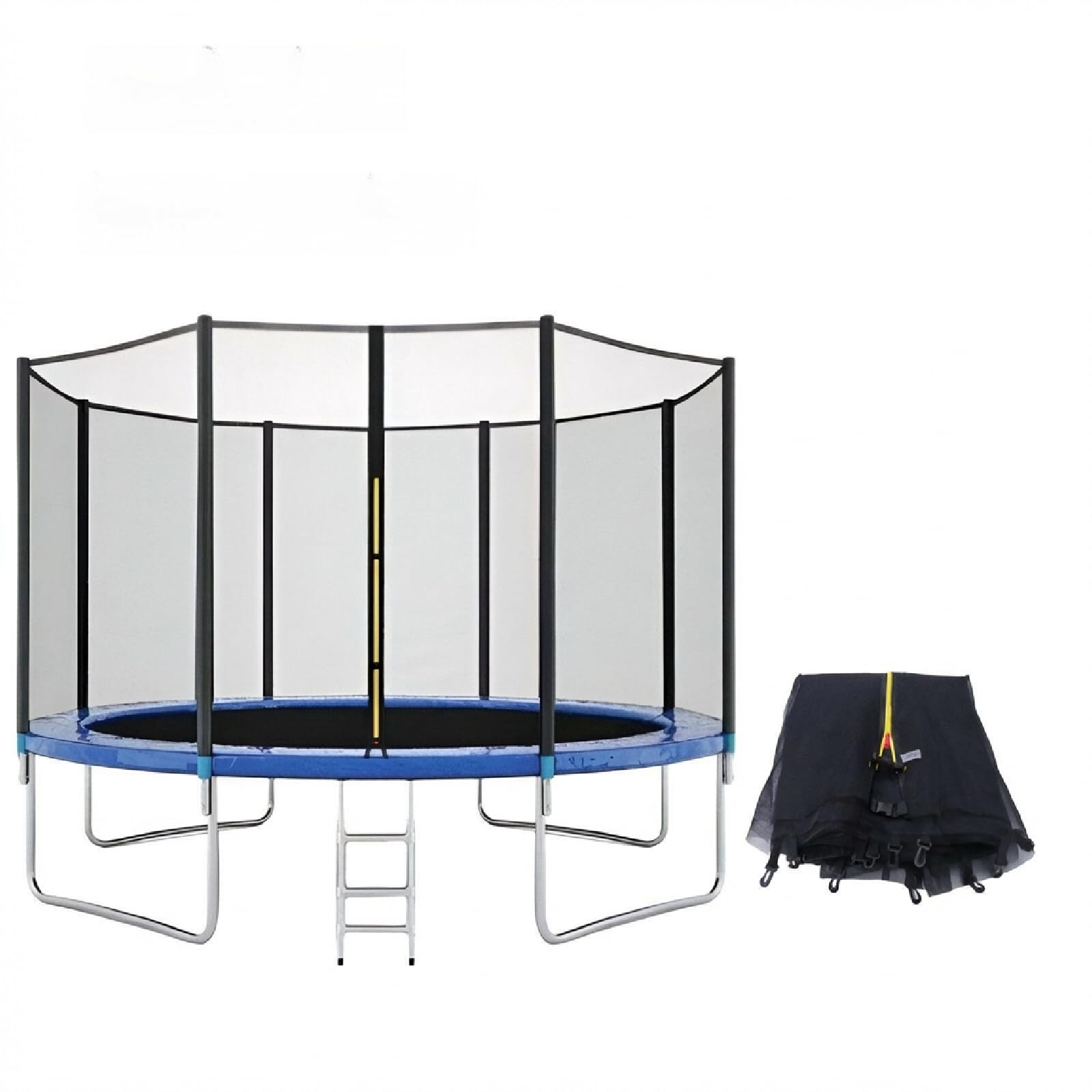 Trampoline Safety Net, 5 6 8 10 12 13 14 16Ft Weather-Resistant Replacement Enclosure Net for Round Frame, with Double-Headed Zippers, Protection Buckles Enhanced Hook, Poles Not Included