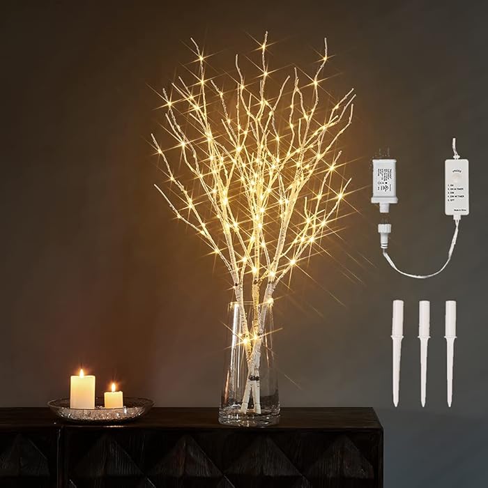 Buy LITBLOOM Lighted White Birch Twig Branches 32IN 150 LED Plug in with Timer and Dimmer