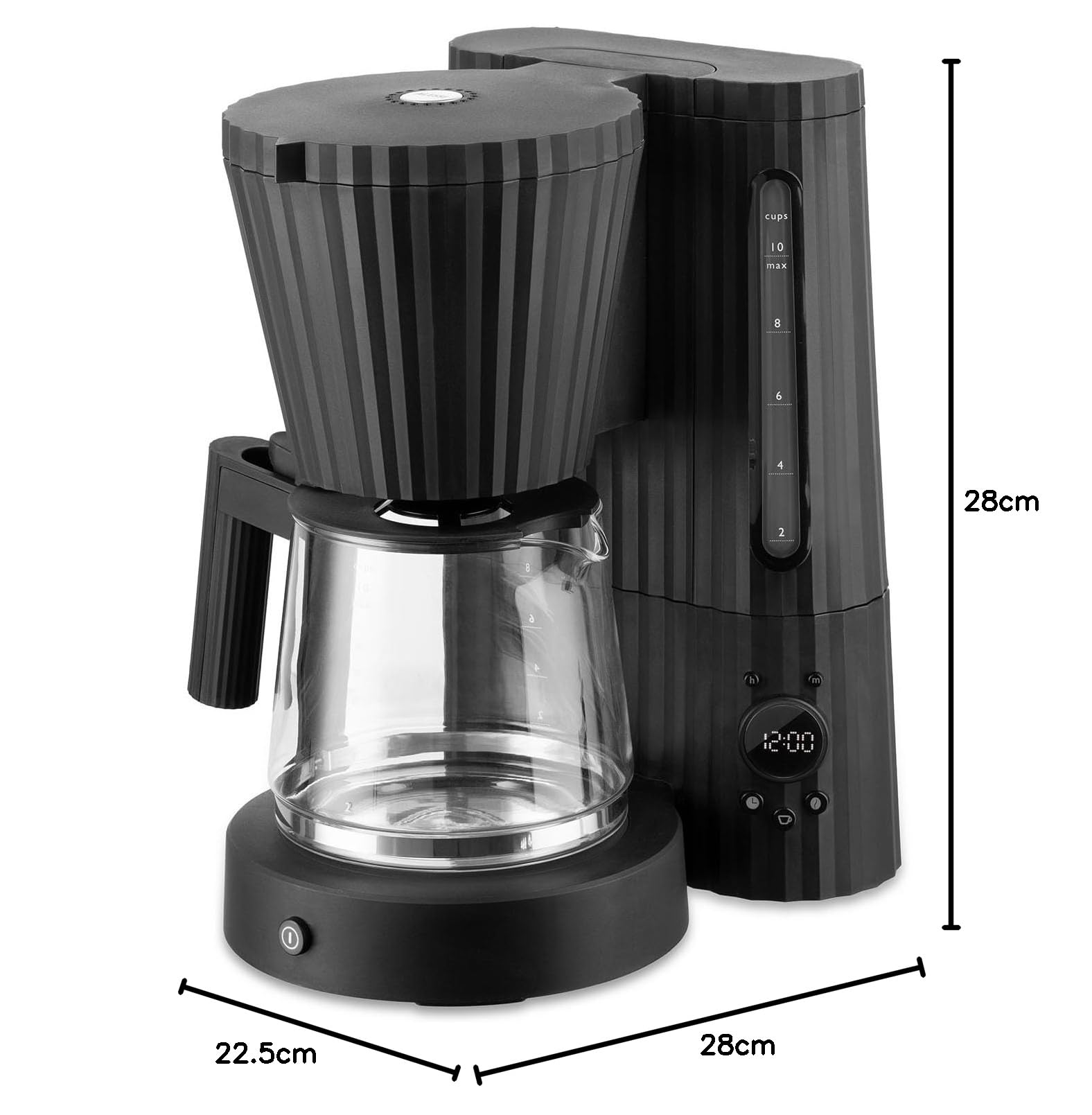 Alessi Plissé MDL14 B - Macchina per Caffè Filtrato di Design, Funzione di Avvio Automatico, in Resina Termoplastica, Spina Europea 1100 W, 150 cl, Nero