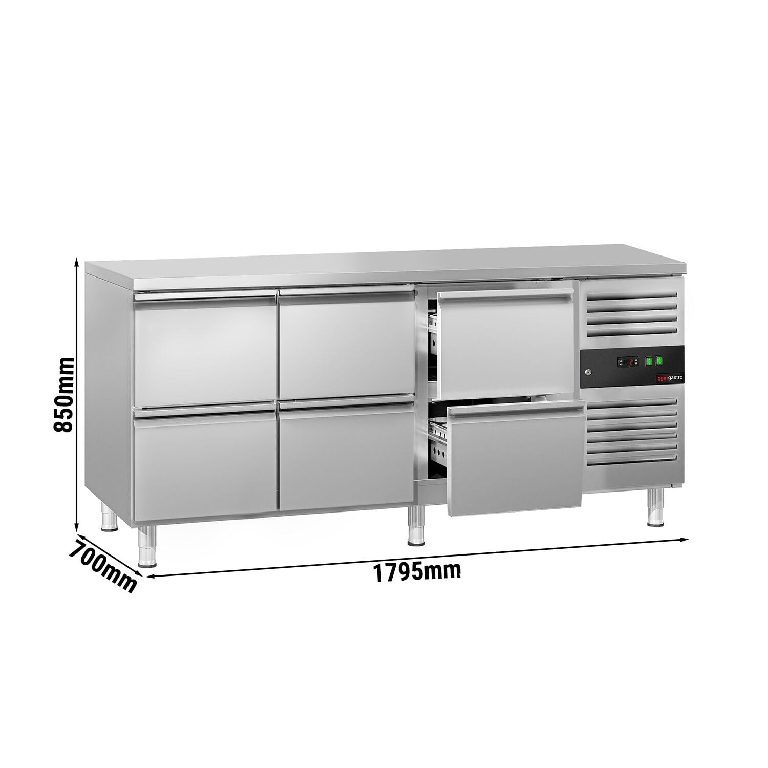 GGM Gastro | KTJ187ND6 | Table réfrigérée ECO - 1795x700 mm - avec 6 tiroirs