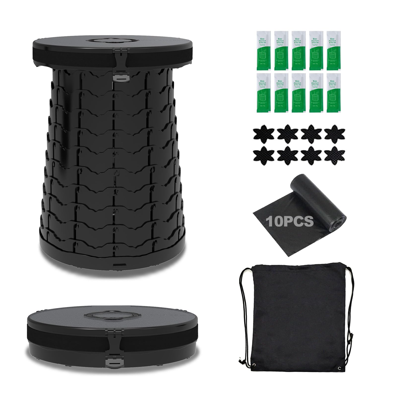 Camping-Toilette, einziehbar, tragbar, für Erwachsene, Kinder, höhenverstellbar, Töpfchen mit Deckel, faltbares Design für Wandern, Autoreisen, LKW, Wohnmobil, Bootfahren, Autoreisen, Strand