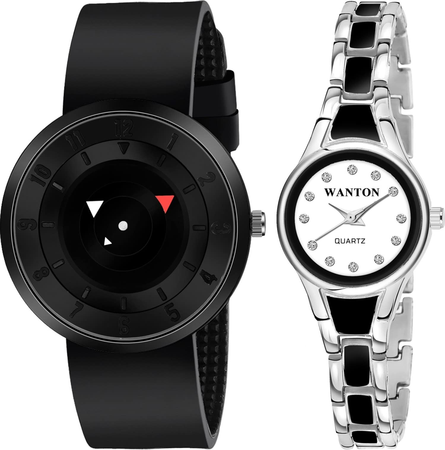 WANTON Silver mina studded strap watch with an amazing black watch combo watch -(PO2) (Black & Silver) (B0C1ZW5MHY) Amazon Price History, Amazon Price Tracker