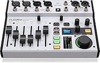 Vista 4 de Behringer FLOW 8 Mezclador Digital de 8 Entradas con Audio Bluetooth y Control de Aplicación, Faders de Canal de 60 mm, 2 Procesadores de FX e
