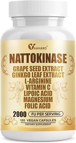 Suplemento Nattokinase 2000 FU - Complejo enzimático sistémico avanzado - Soporte circulatorio - Sin OMG, sin gluten - 120 cápsulas vegetarianas,