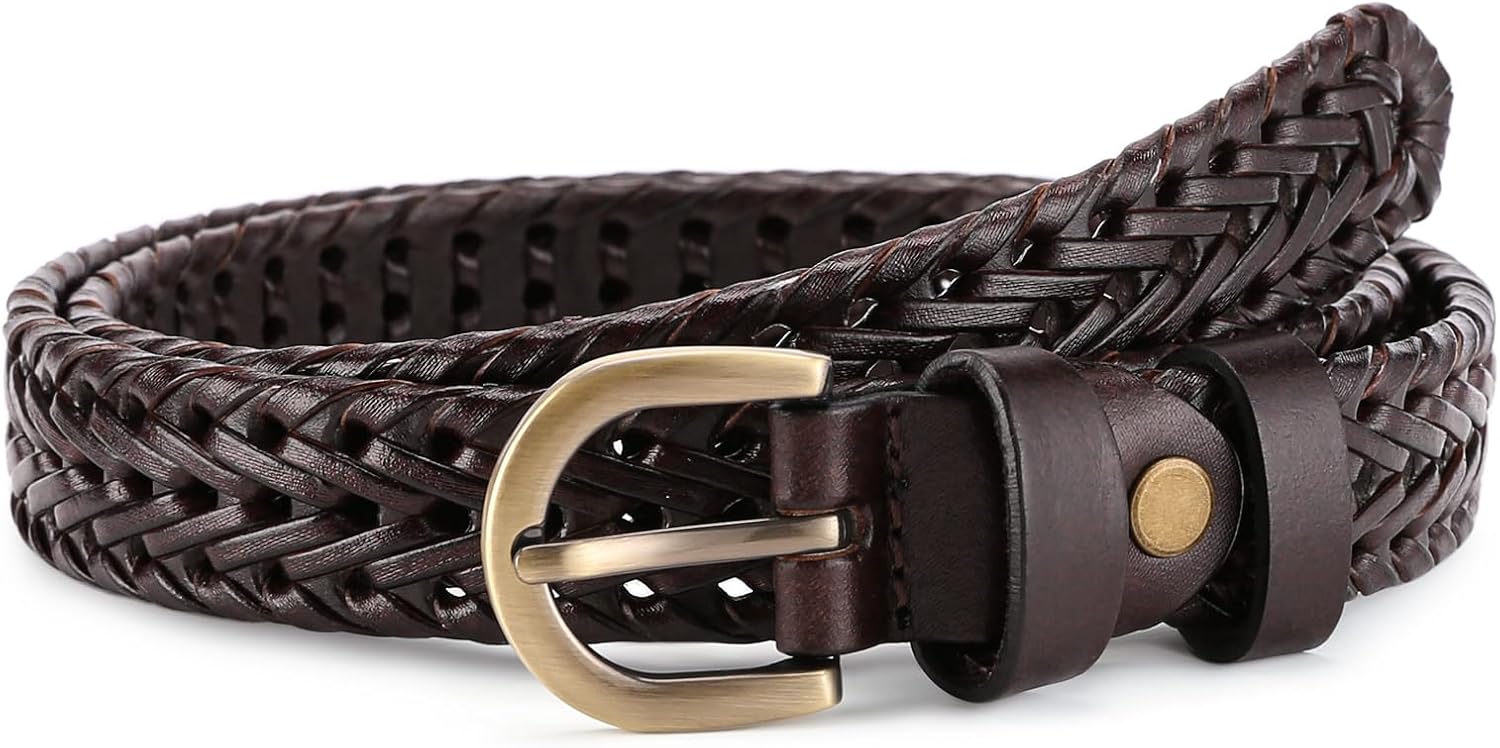 Women Belts for Leather Jeans Dress Pants Belts for Women's Waist Belts with Gold Buckle Woven Belt - Image 6