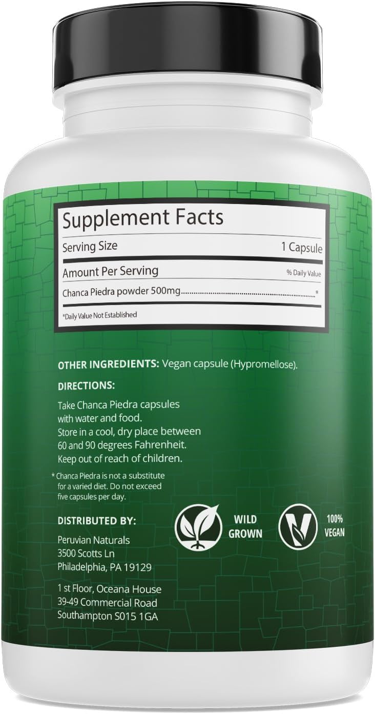 Peruvian Naturals Chanca Piedra Stone Breaker 180 Capsules - Kidney Stone Dissolver & Gallbladder - 1500mg per Serving - Chancapiedra Stonebreaker for Bladder Cleanse & Urinary Tract - Vegan, Non GMO - Image 7