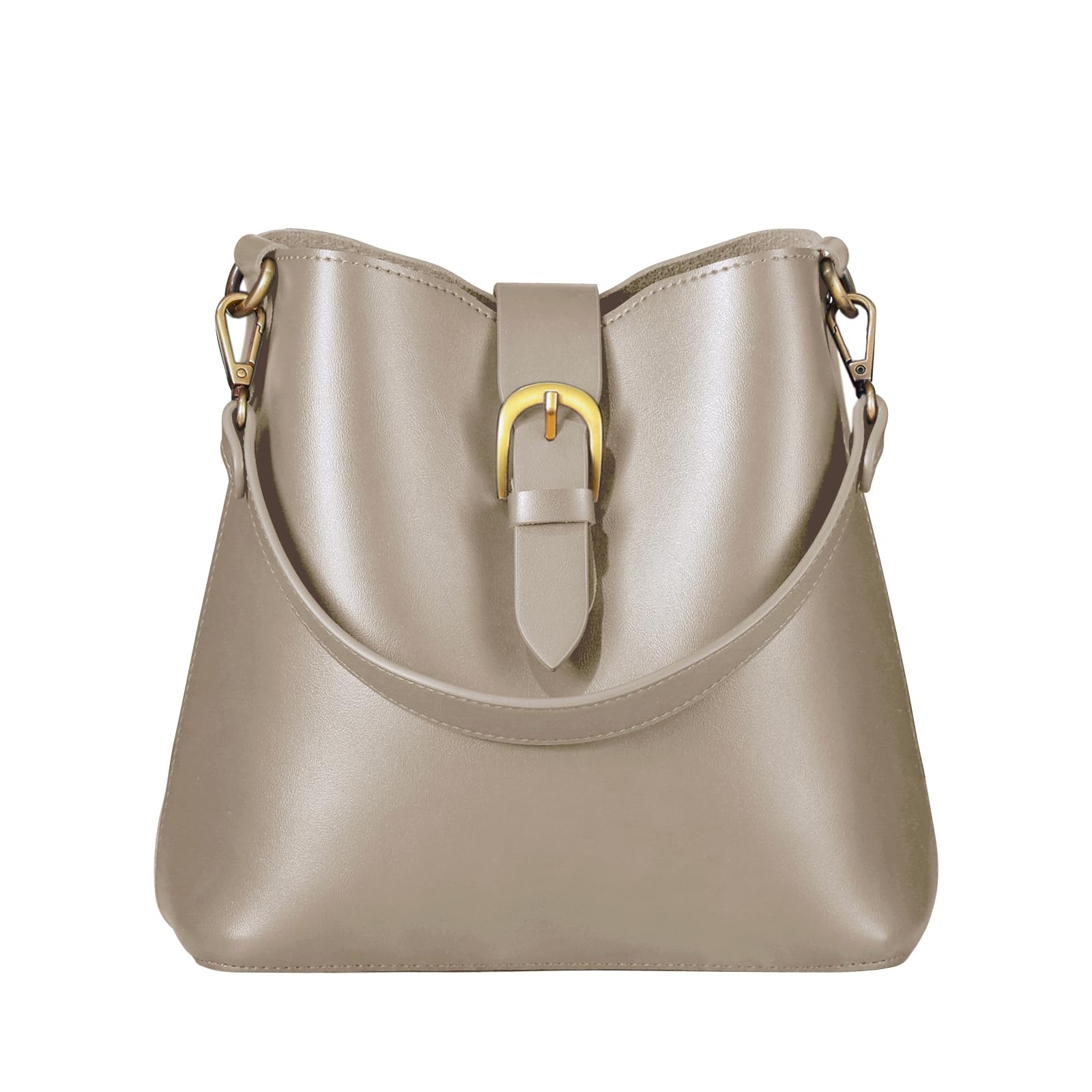 Town Bucket Vegan Leather Bag For Women Hobo Retro Faux Casual Purse Classic Vintage Simple Shoulder Handbag