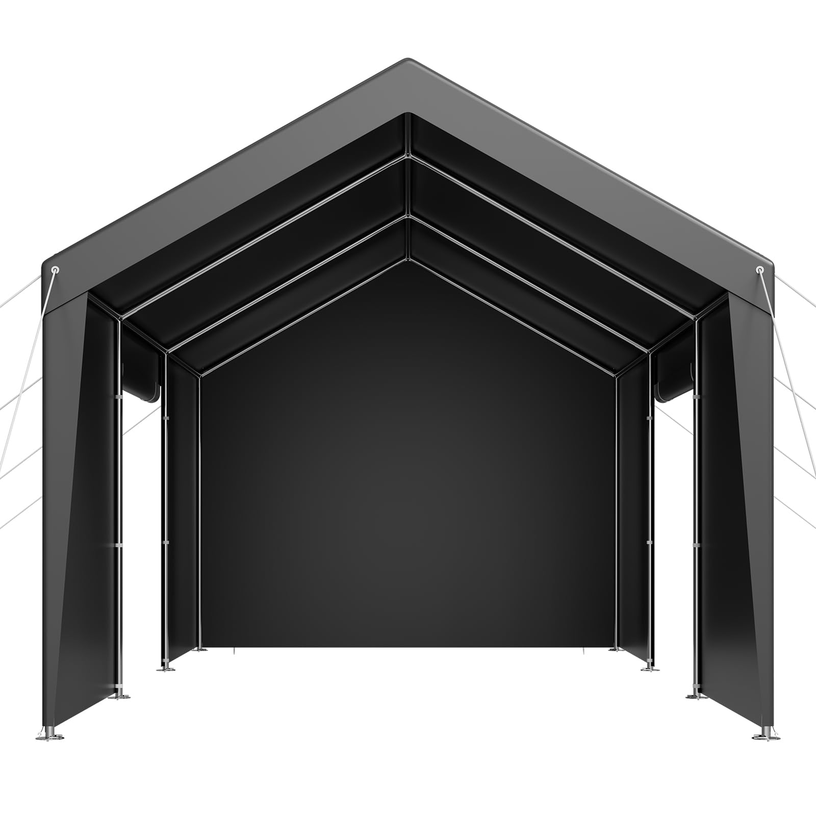 VEVOR Cochera 3,05 x 6,09 x 2,87 m, Cochera Potable con Paredes Laterales y Puerta Desmontables, Marquesina para Coches Resistente a los Rayos UV y al Agua, para Automóviles, Embarcaciones, Gris