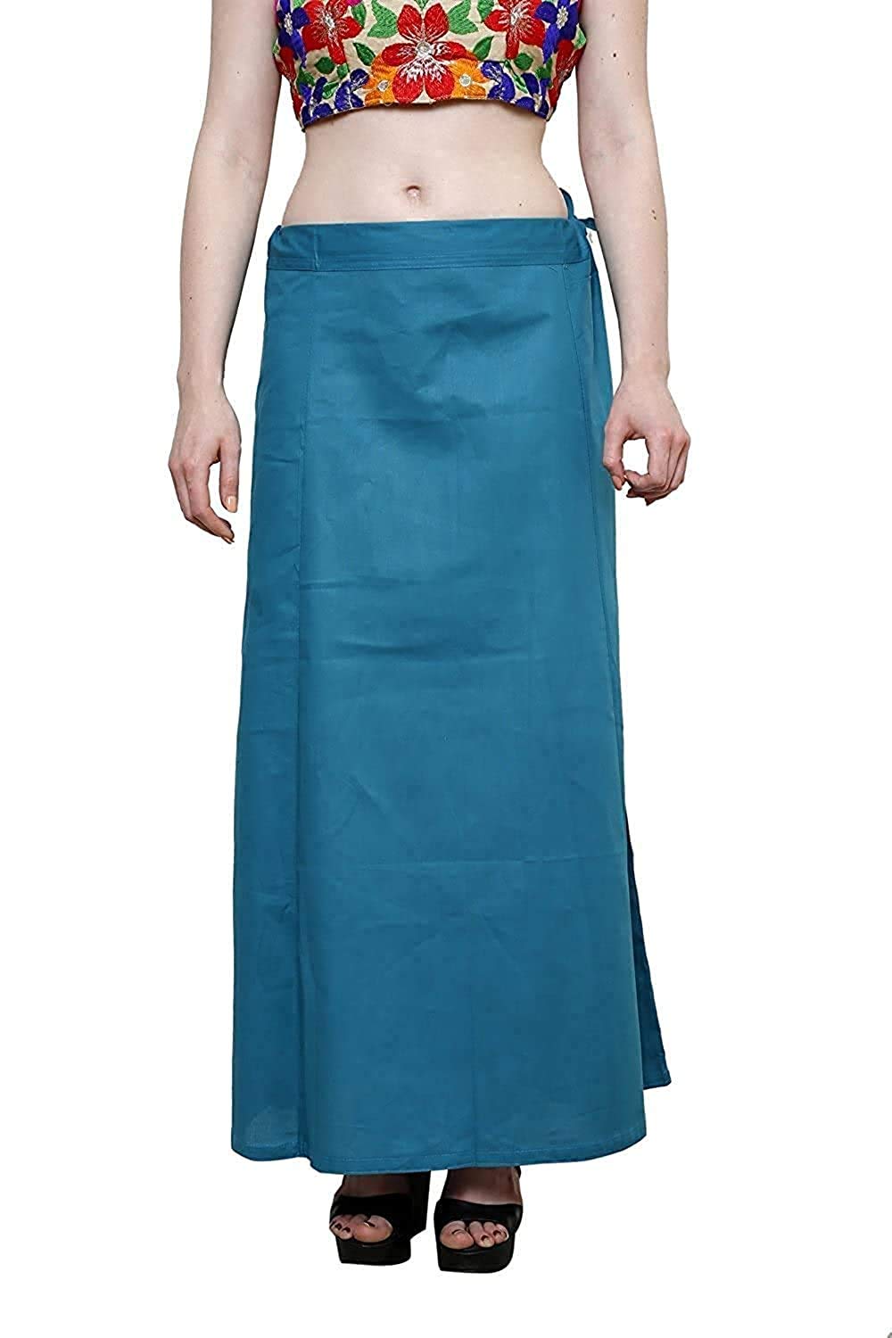 khushi Narender Girl Women's Royal Cotton Readymade Petticoat for Saree (SIZE-LARGE)COLOR-DARK RAMA-picture-3
