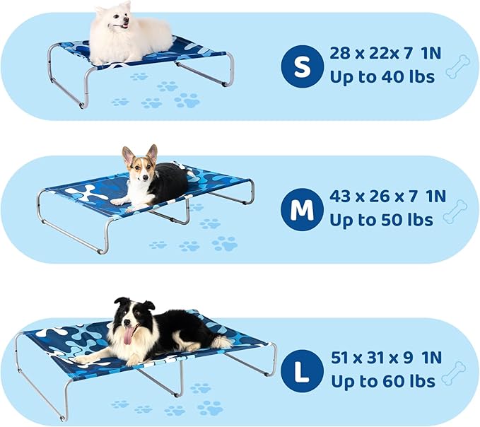 Cama Elevada para Perros Pequeños 28x22 Pulgadas, Refrescante y Lavable miniatura 2