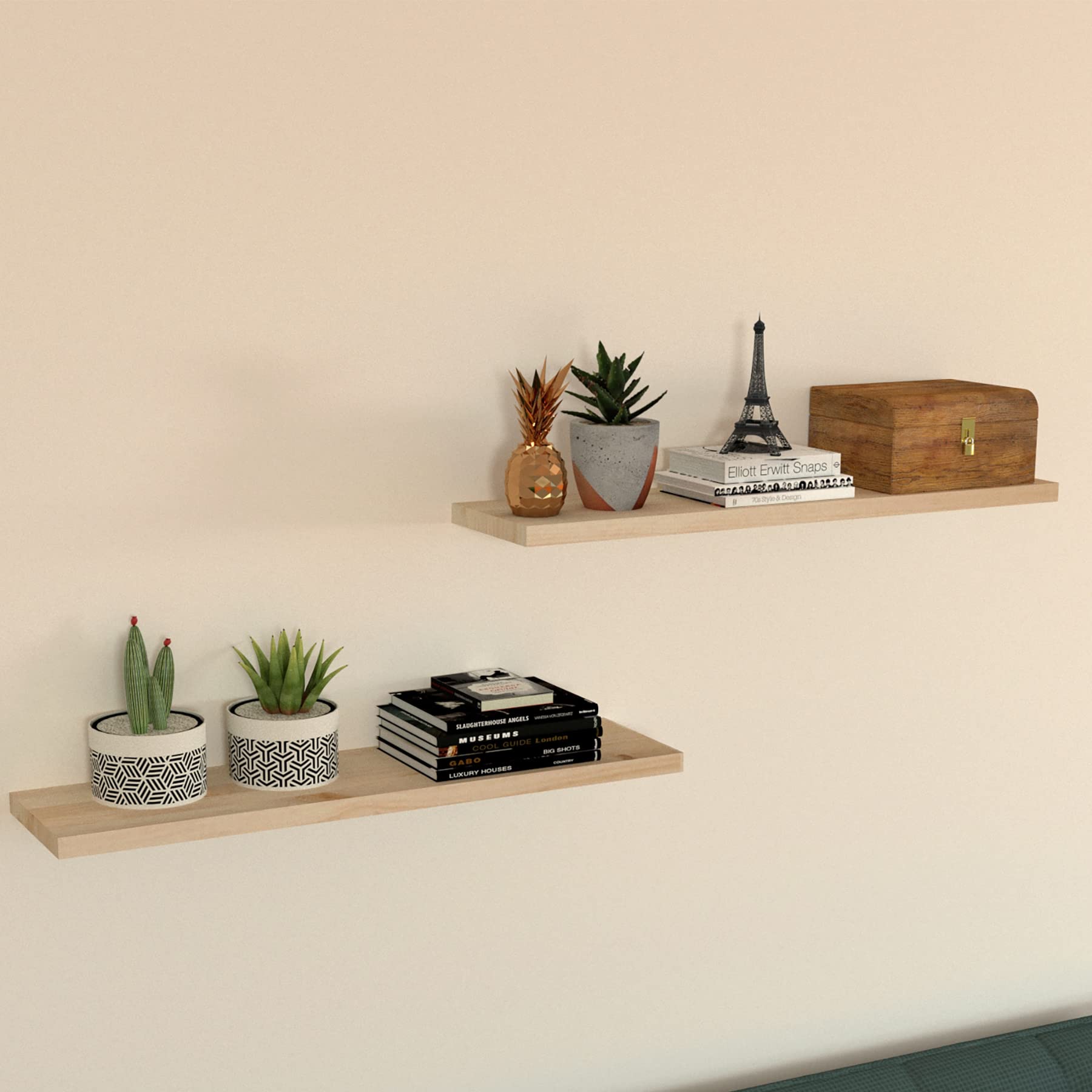 Henor Balda Pared 50 x 20 x 2.5 cm. Estante Pared Madera Herraje Totalmente Oculto Carga Soporta hasta 25Kg Blanco — view 28
