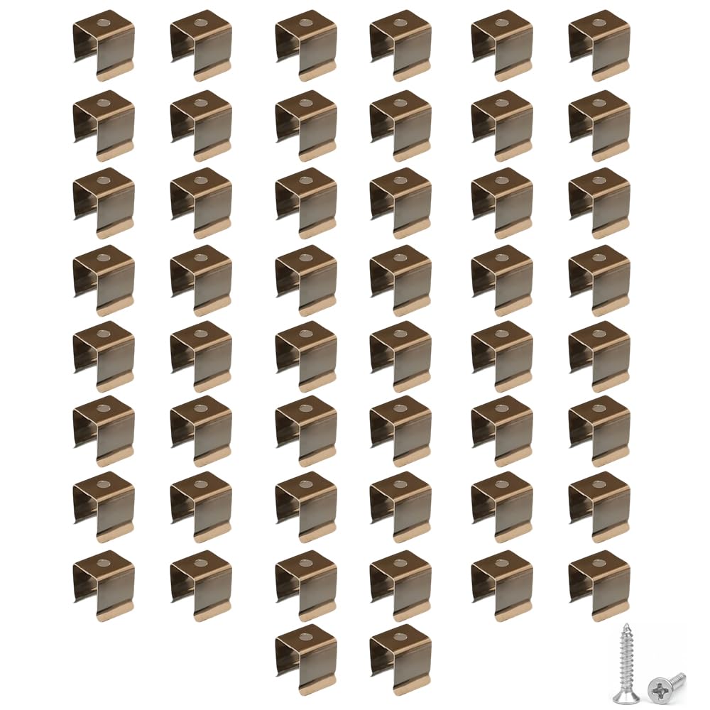 50 PCS Stainless Steel LED Strip Light Clips Mounting Clips Holder Bracket Fixing Holder Clamps with Screws for 10mm Width LED Strip