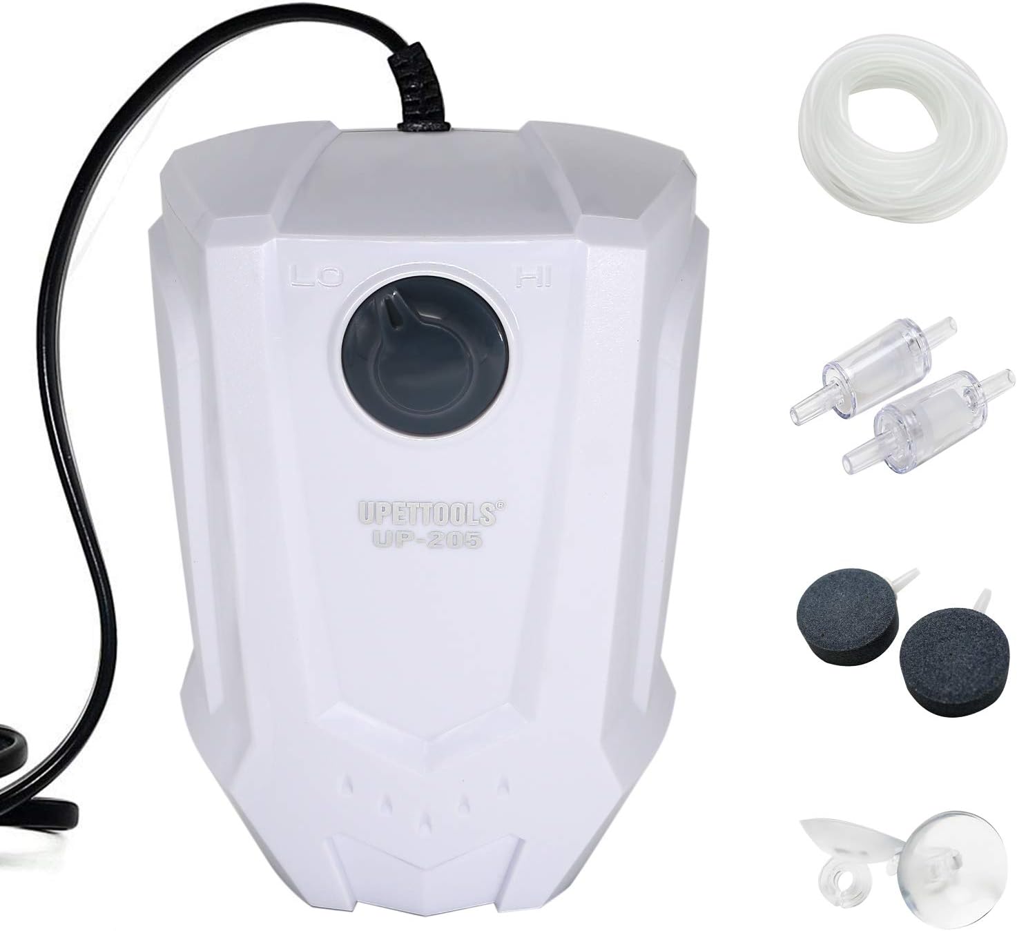 UPETTOOLSAquarium Air Pump Oxygen Pump Adjustable Air Aerator Pump for Fish Tank with Air Pump Accessories (6W 2Outlets Air Pump)