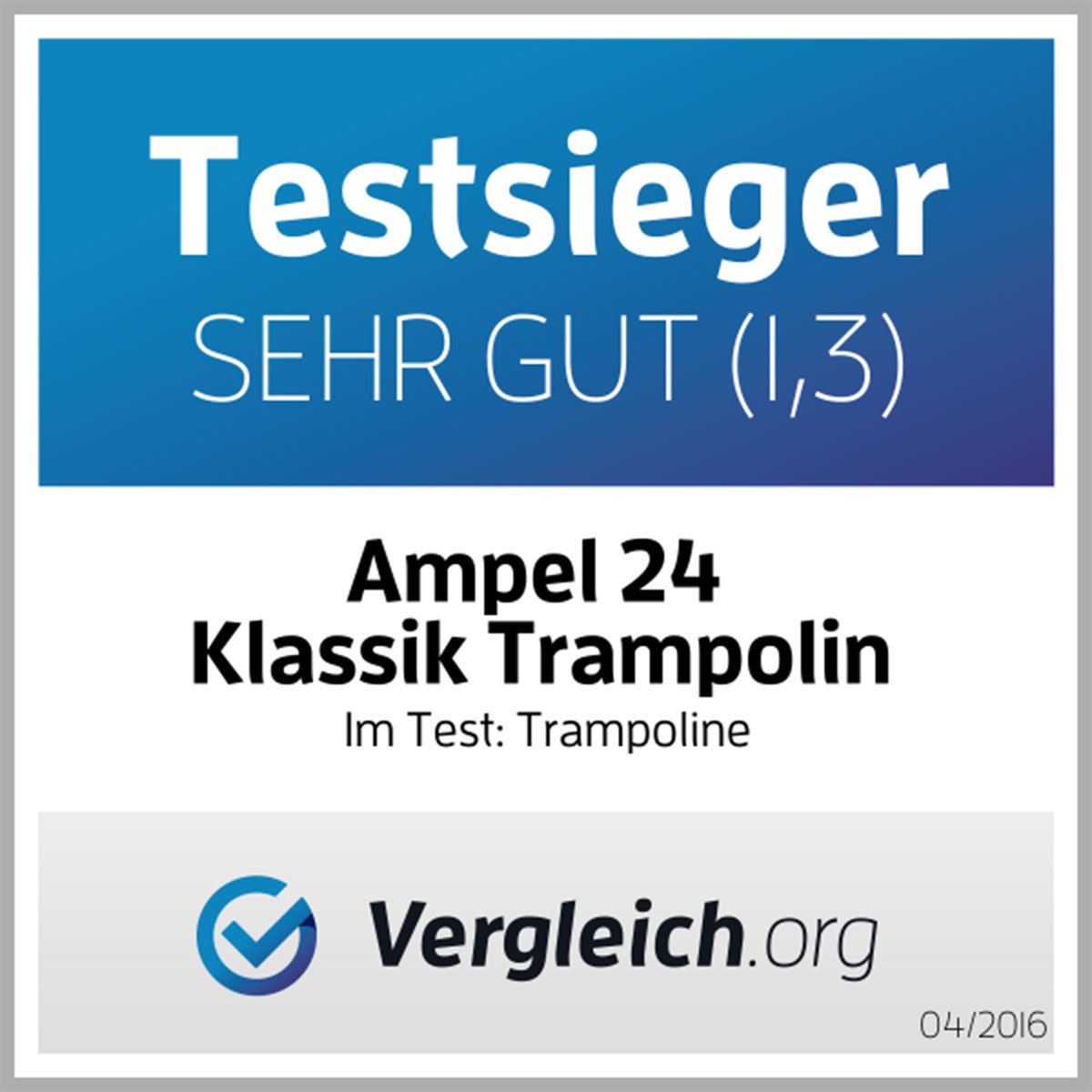 Ampel 24 Trampolin Outdoor Ø 430 cm, GS-Zertifikat, Komplettset mit Randabdeckung und Sicherheitsnetz, 12 gepolsterten Stangen, Belastbarkeit 160 kg