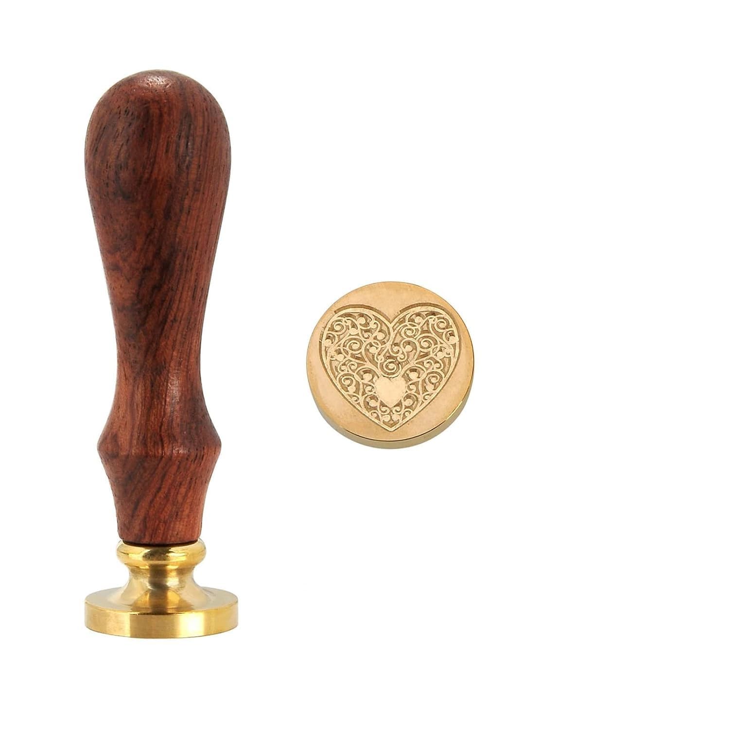 Kreni Wax Seal Stamp Copper Kit Retro Style 1 Wooden Handle & Removable Seal Copper Head for Creative Gift Envelopes Invitations Cards (Heart Wax Seal Stamp)-image-46