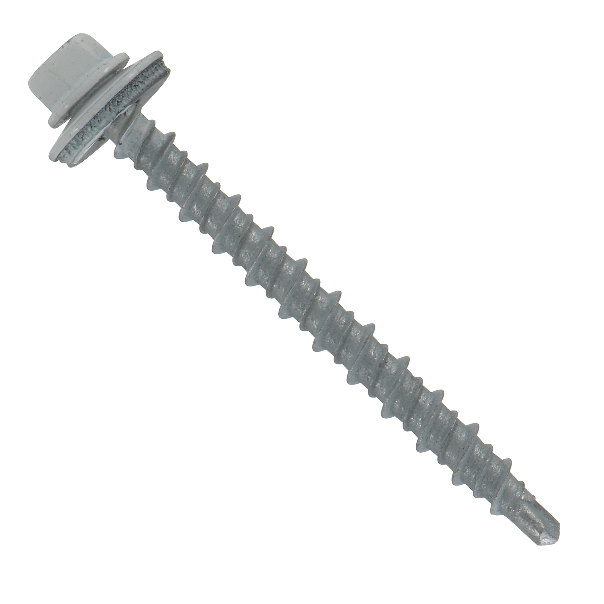 #10x2 Hi-Lo Mini-Driller EPDM Washered Metal Roofing/Siding Fasteners (250 pcs) (Bright White/White)