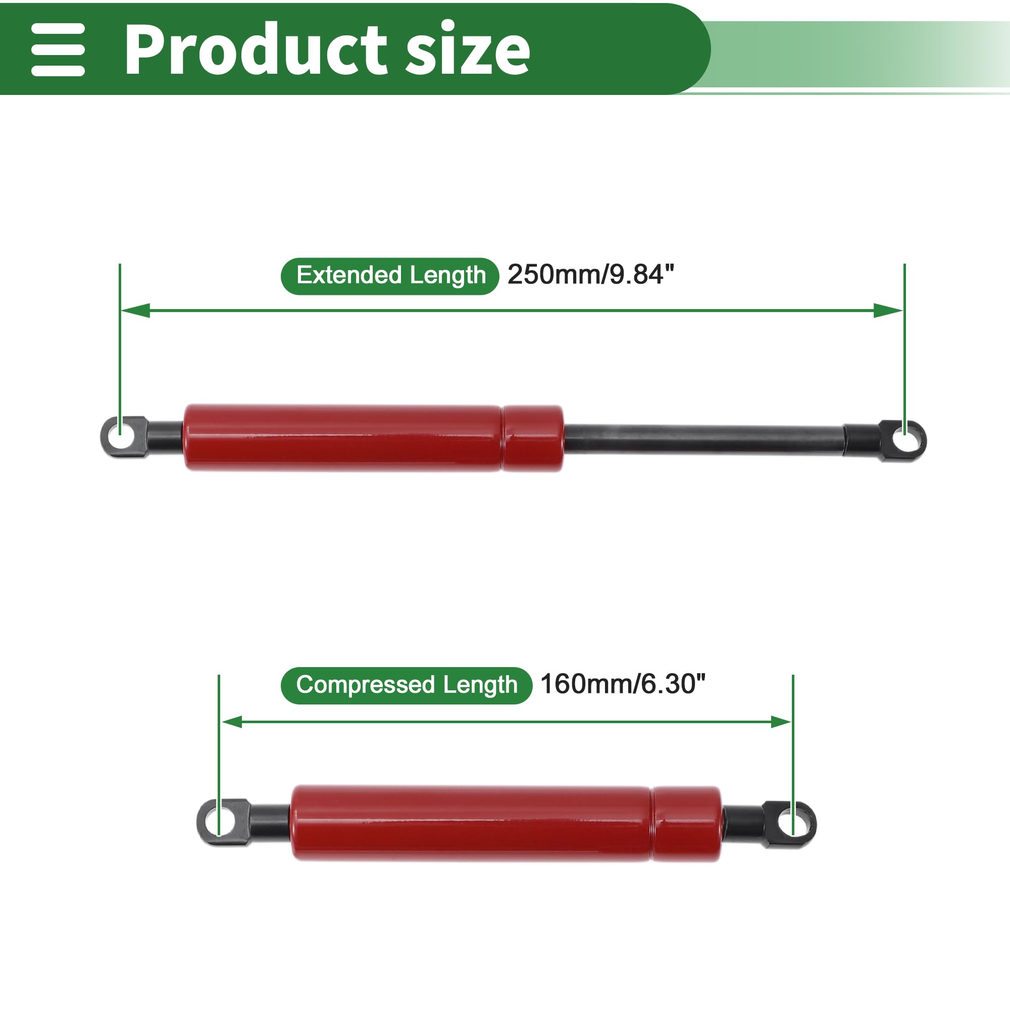 X AUTOHAUX Vérins à gaz de 250 mm/9,84" 800 N, Ressorts à gaz en acier au carbone rouge, 2 pièces pour boîte à outils de camping-car, couvercle de boîte de rangement, couvercle de porte d'armoire