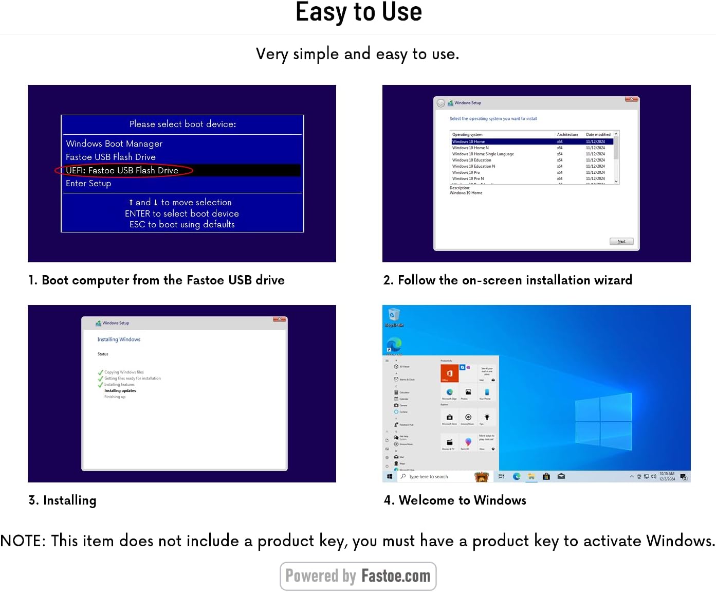 32GB Bootable USB Flash Drive for Windows 10 Home Pro 32/64 Bit, Bootable USB Stick Installer Windows 10 for Laptop PC