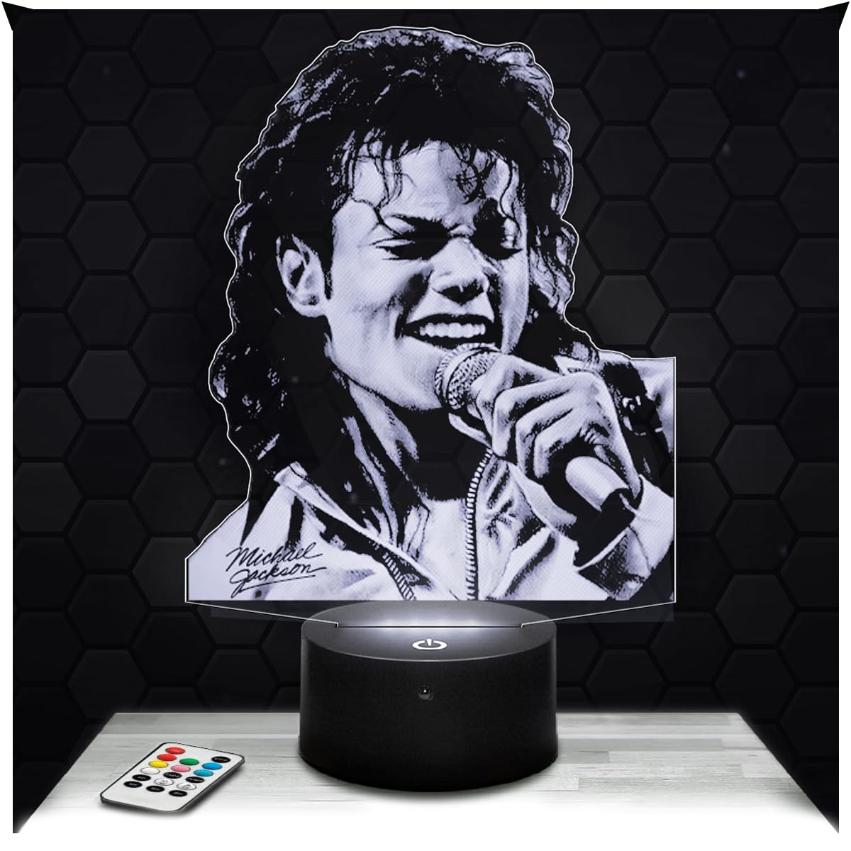 Lampephoto.fr - Michael Jackson 3D Lamp Night Light 3D LED Lamp Illusion, Christmas, Gift idea for boy and Girl Birthday Night Light for Child or Adult Bedroom, Gifts Merchandising, BedSidoe Lamp TOP — image 1