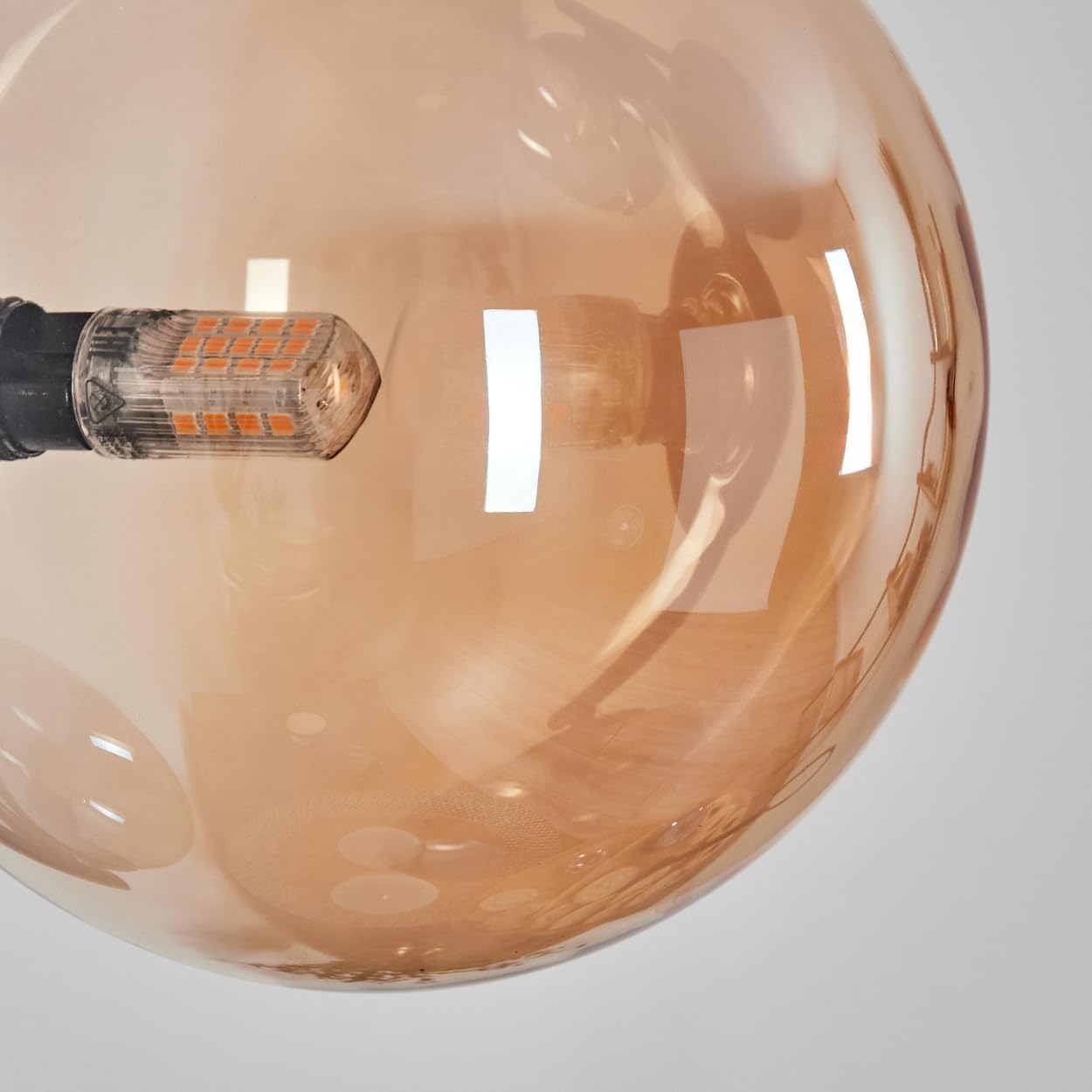 HOFSTEIN Wandleuchte Chehalis, Wandlampe aus Metall/Glas in Schwarz/Rauch/Bernstein, moderne Leuchte im Vintage-Design (Ø Schirme 12; 15 cm), G9, Wohnzimmer, Schlafzimmer, Küche, Flur, Treppenhaus