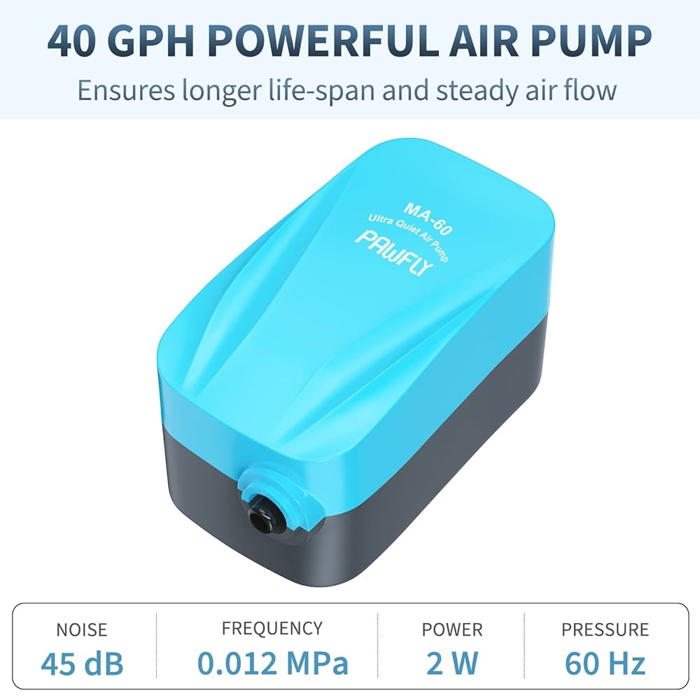 Pawfly 15 GPH Ini Aquariu Air Pup For 3-20 Gallon Nano Fish Tanks