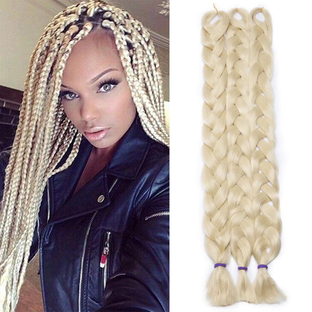 TESS 41" Braids Extensions Kunsthaar Crochet Jumbo Braids Synthetik Braiding Haar 3Pcs 165g/Bündel 100cm Extensions Blond