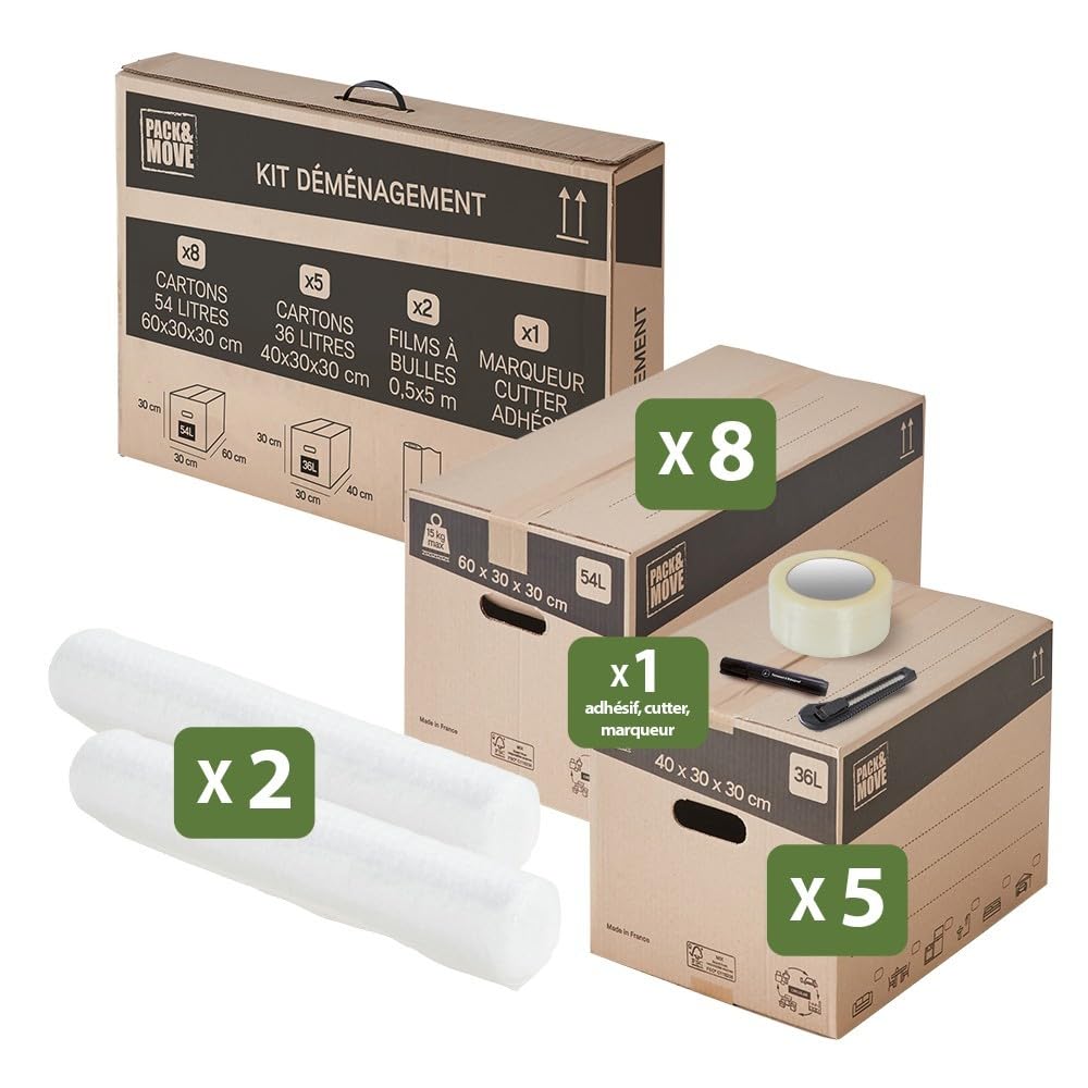 Pack and Move - Kit déménagement T1/T2 Complet - Transport Facile