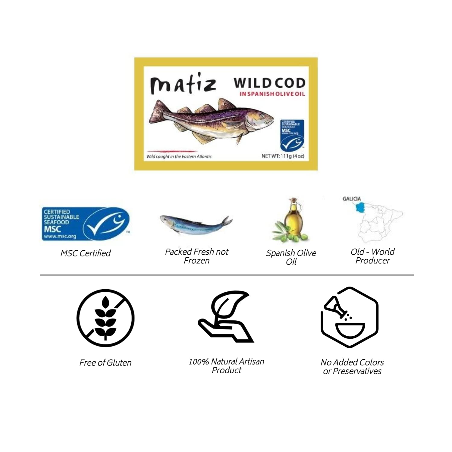 Matiz Wild Cod in Olive Oil | From Spain | 5 Pack | Natural Artisan Wild Caught Fish | Packed Fresh, Never Frozen | - Image 5