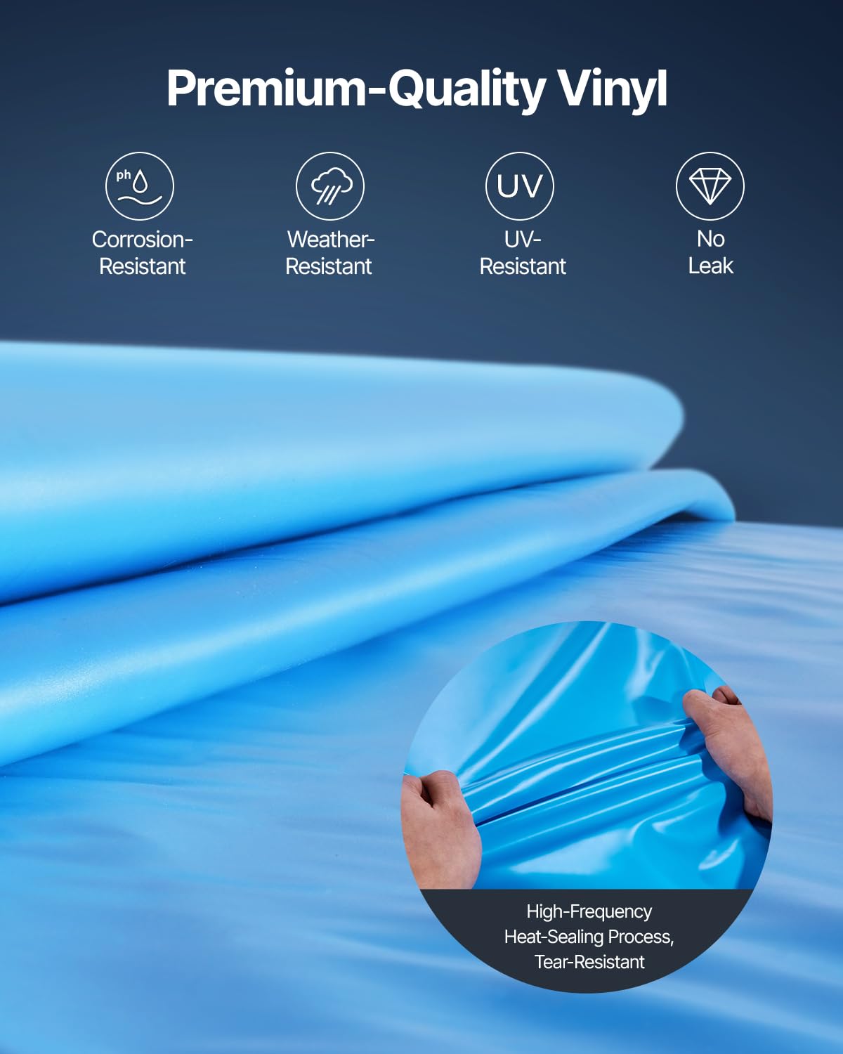 VEVOR Revêtement de Piscine Ovale, 610x375x147 cm, Doublure Chevauchement Vinyle Calibre Standard, Résiste à l'usure, Rétention d'eau, pour Piscines Hors Sol à Parois Hauteur 132 cm, Couleur Unie