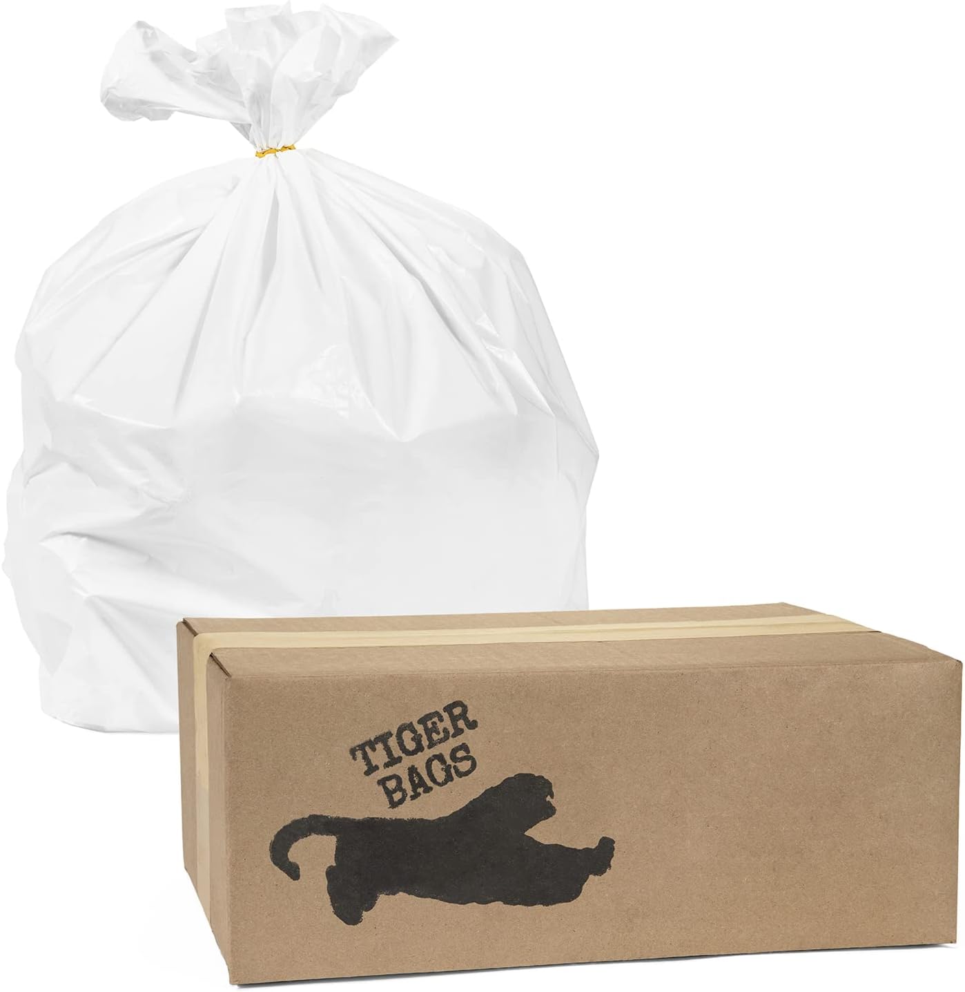 13 Gallon Extra Heavy Duty Tall Kitchen Trash Can Liners | 1.5 Mil, 24" w x 30" H, Home and Commercial Use (100 Count, White)