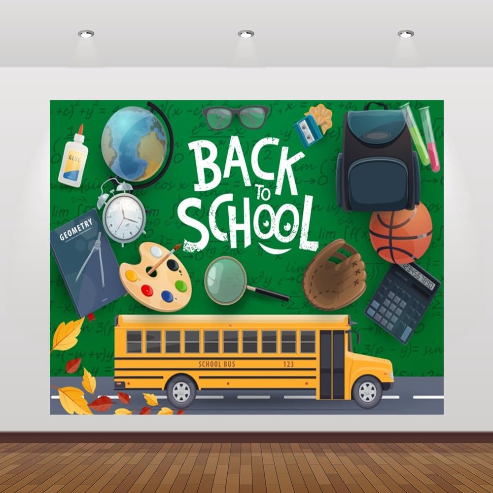 Welcome Back to School Backdrop 10x8ft Kindergarten Classroom Green Background First Day of School Photography Backdrops Students Kids Party