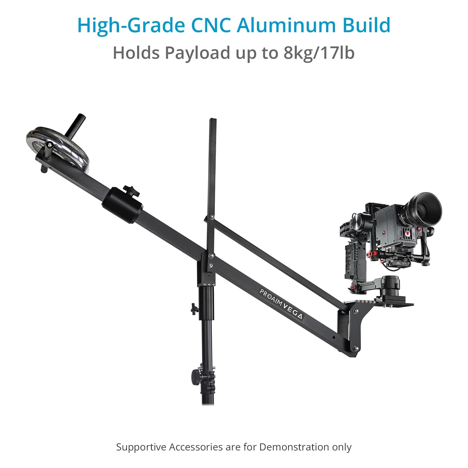 PROAIM Vega Jib Crane für DSLR-Videokameras für Filmproduktionseinheiten, Nutzlast bis zu 8 kg, unterstützt Pan Tilt Heads & 3-Achsen-Gimbals (JB-VG04-01)