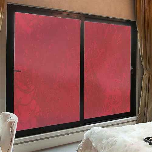 Miniatura 3 de Película de privacidad para ventana, color negro y rojo, película de vidrio esmerilado, autoestática, no adhesiva, para decoración del hogar,