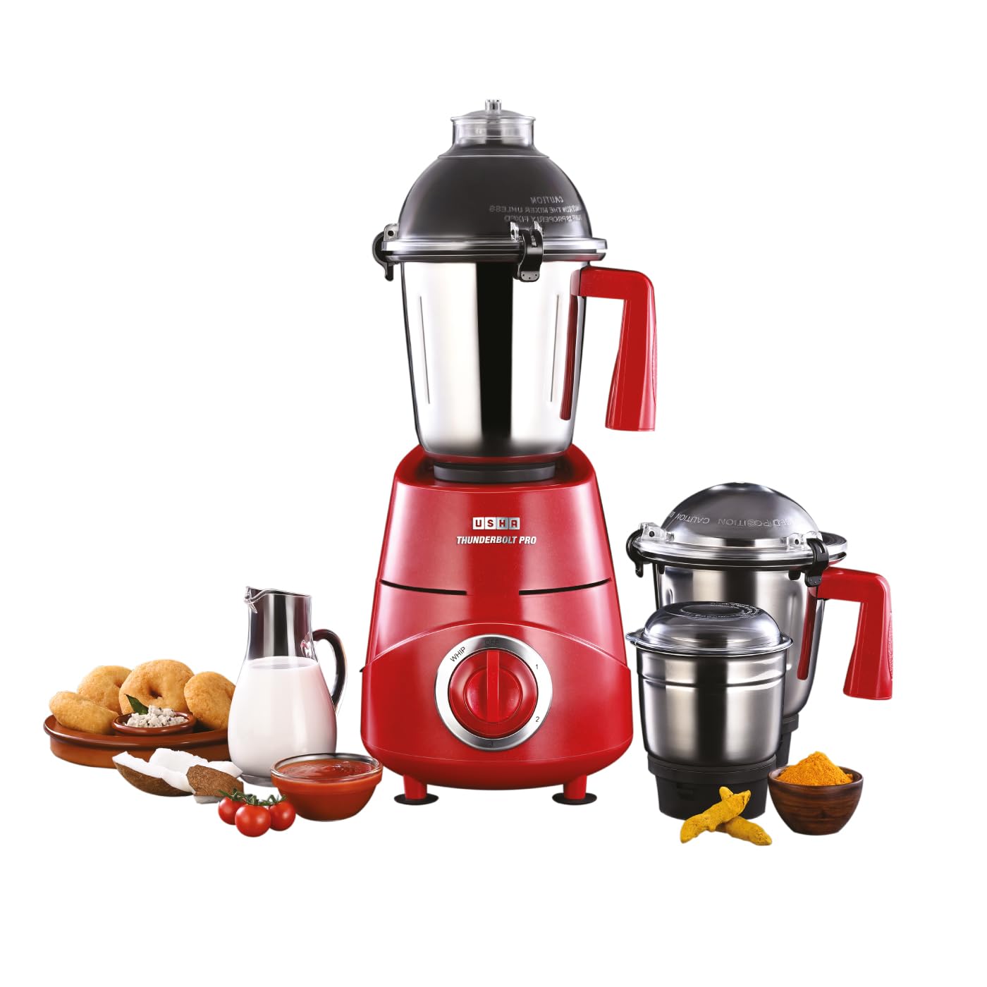 USHA Thunderbolt Pro 1000W with 3 Jars, 100% Copper Ball-Bearing Motor, Handsfree operation, 3 Jars, 3-Speed Setting with Inching option, 5 Years Warranty on Motor (Red) (B0CNRRQQG4) Amazon Price History, Amazon Price Tracker