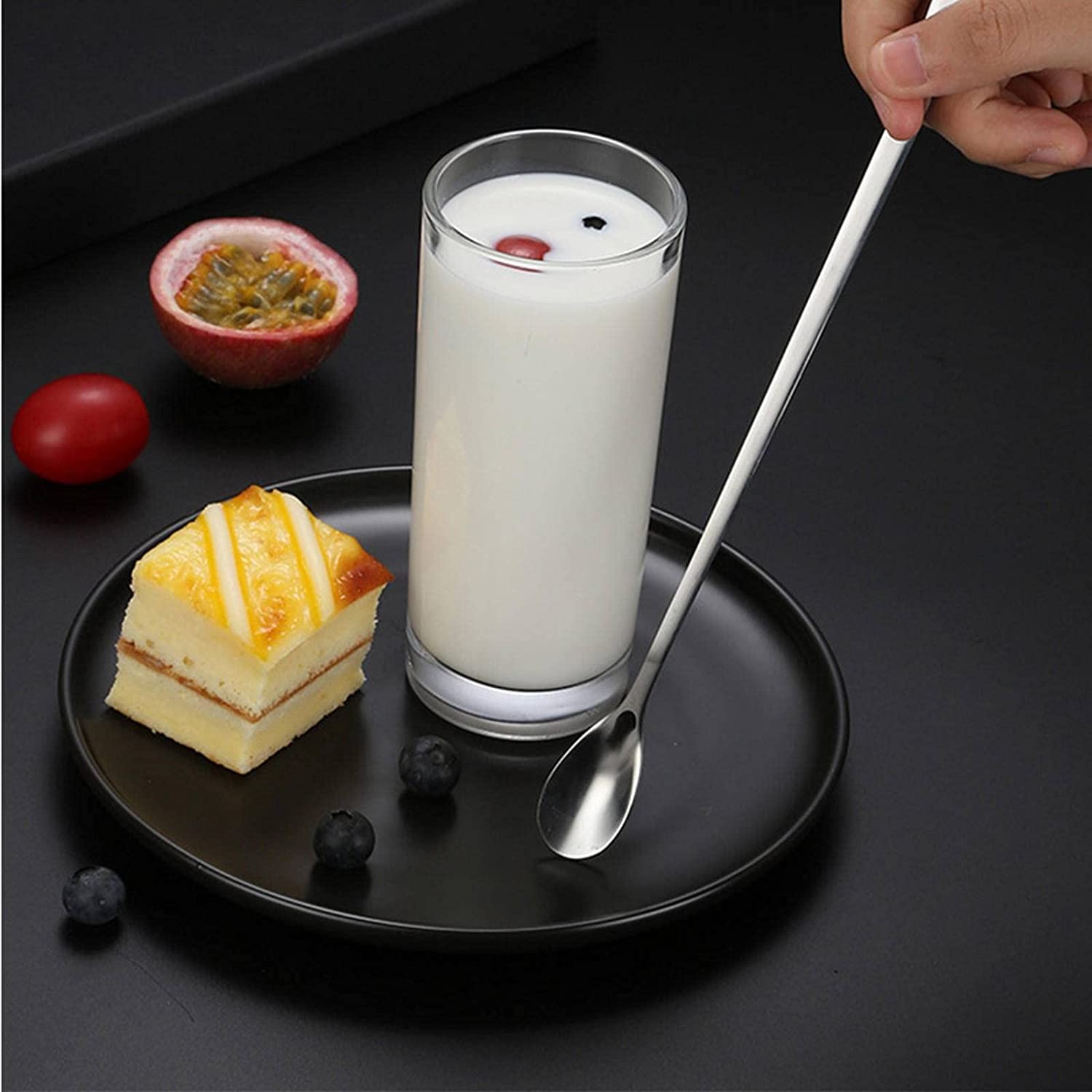 Kleine Löffel, Lange Griffe Edelstahl Kaffee Löffel Teelöffel Eisdessert Cocktail Rührer Löffel Barware Trinkwerkzeug Mokkalöffel(19 * 2cm)