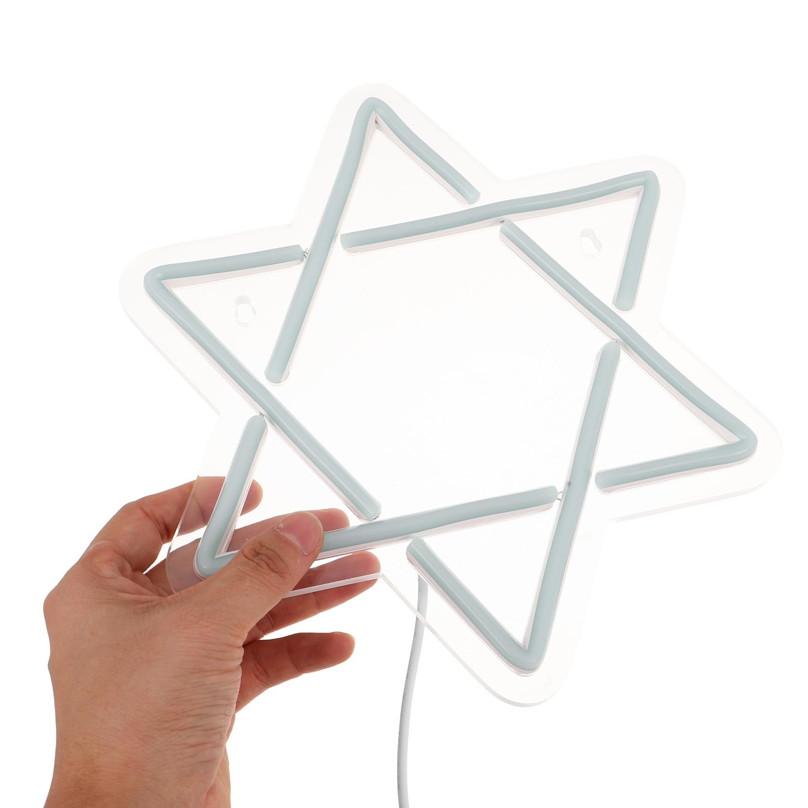 STOBAZA Luces de Neón Hexagramas Luces LED Azules de Hanukkah Decoración de Estrella de David para Habitación Letrero de Neón LED de Estrella de David para Fiesta Judía