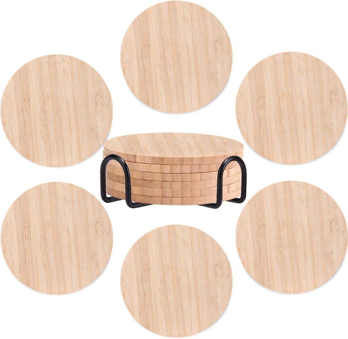 Brooklyn Nine Nine Bamboo Wood Coasters Set of 6, Funny Novelty Coasters for Drinks with Holder Housewarming Gift