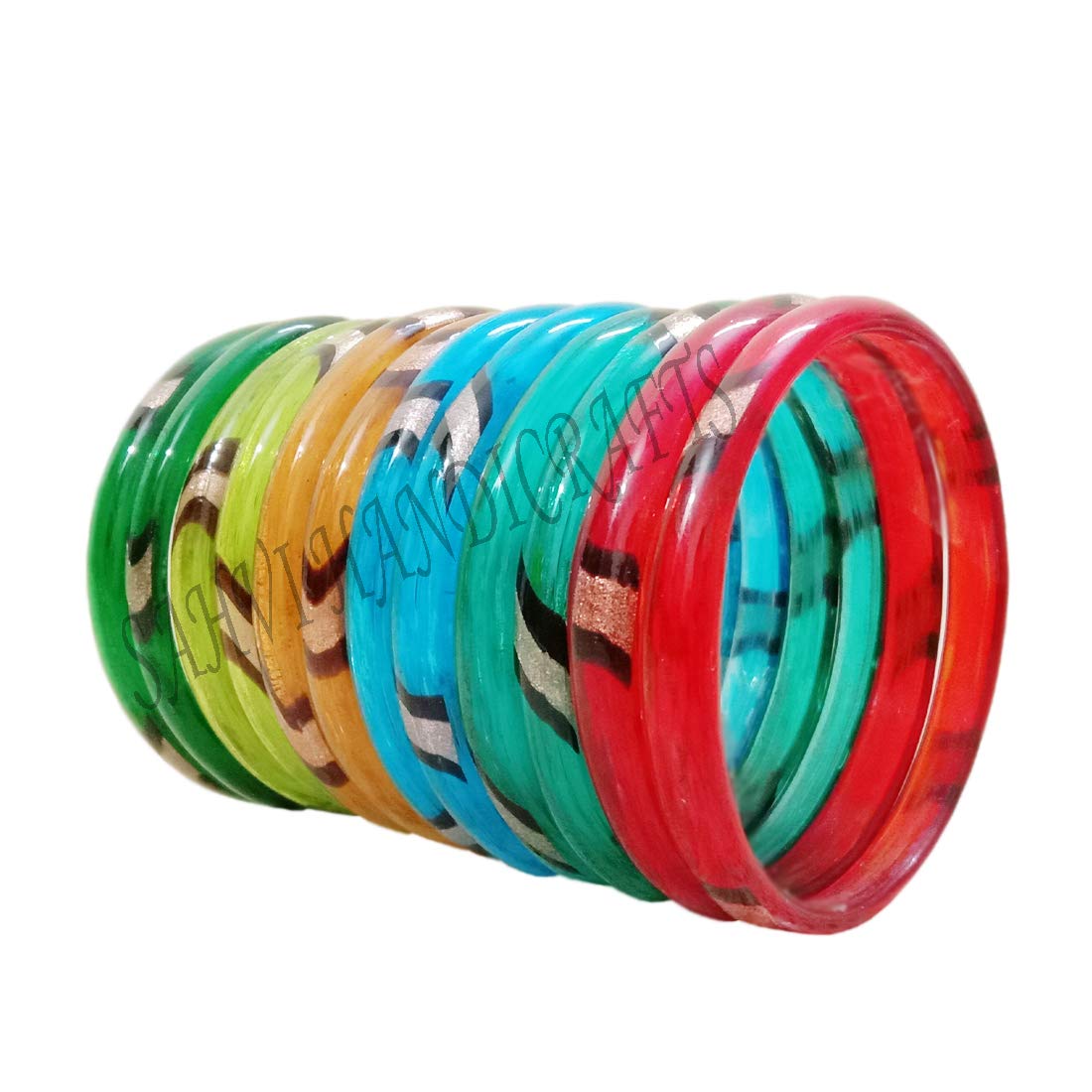 SAHVI HANDICRAFTS Multicolour Bangle Set Golden Printed Pattern Glossy Traditional Design Glass Bangles/Kada for Womens and Girls (Pack of 12 Bangels) (B085HF57P1) Amazon Price History, Amazon Price Tracker