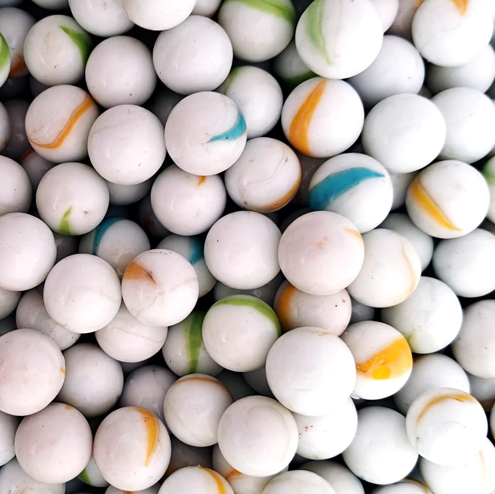 White Round Glass Gems Stones/Pebbles for Home & Garden Décor, Aquarium Décor, Vase Filler, Marble & Gravel Planted Substrate (White, 500Gm)-picture-20