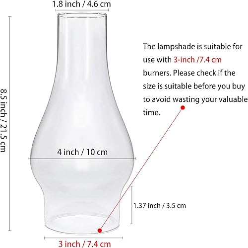 Miniatura 3 de Lámpara de aceite de vidrio transparente de 3 x 8.5 pulgadas, reemplazo de chimenea para vintage y restauración de lámparas antiguas de aceite y