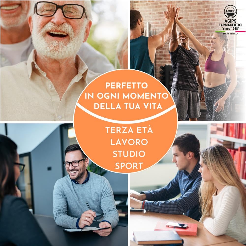 Agips Memos Integratore Memoria concentrazione e Stanchezza Mentale. Ideale per Studiare Contro lo Stress Ricostituente Ginko Biloba Vitamina B. 10 flaconi