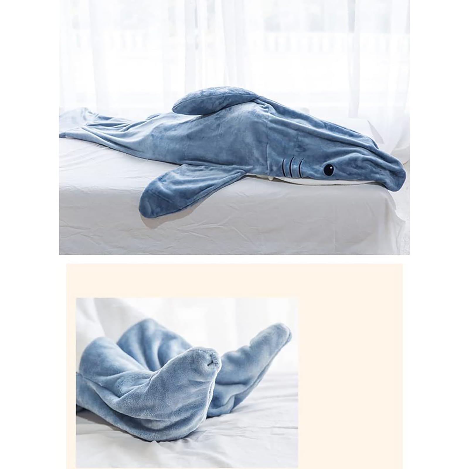 Evelynda™ Shark Blanket™ Blauw - Onesie - Haai Deken - Hoodie Deken Shark Blanket Fleece Deken Maat M Voor Lengte 120cm Tot 140cm Evelynda™ Shark Blanket™ Blauw - Onesie - Haai Deken - Hoodie Deken Shark Blanket Fleece Deken Maat M Voor Lengte 120cm Tot 140cm