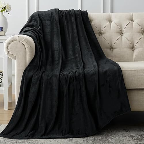 Utopia Bedding Fleece Blanket Throw Size Black 300 GSM Luxury Anti-Static Fuzzy Soft Microfiber Blanket for Couch, Sofa and Bed (60x50 Inch) - Throw (50x60 Inch) - Black
